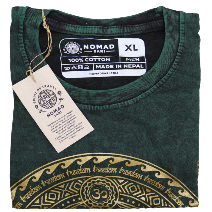 Stonewashed Baumwoll-T-Shirt – Chakra, Grün (XL)