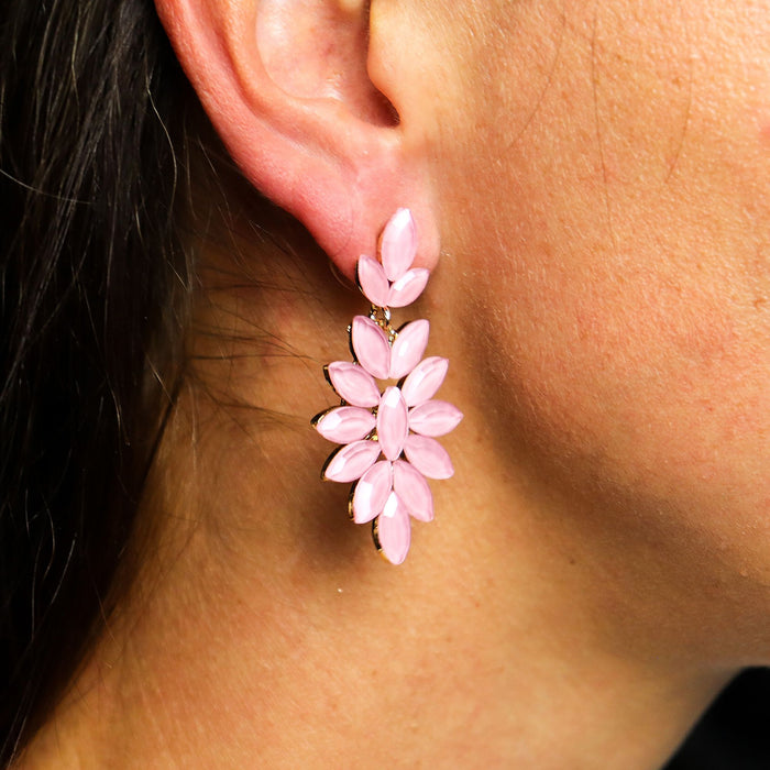 Nymph Aurora Glass Earrings - Long Drop, Soft Pink