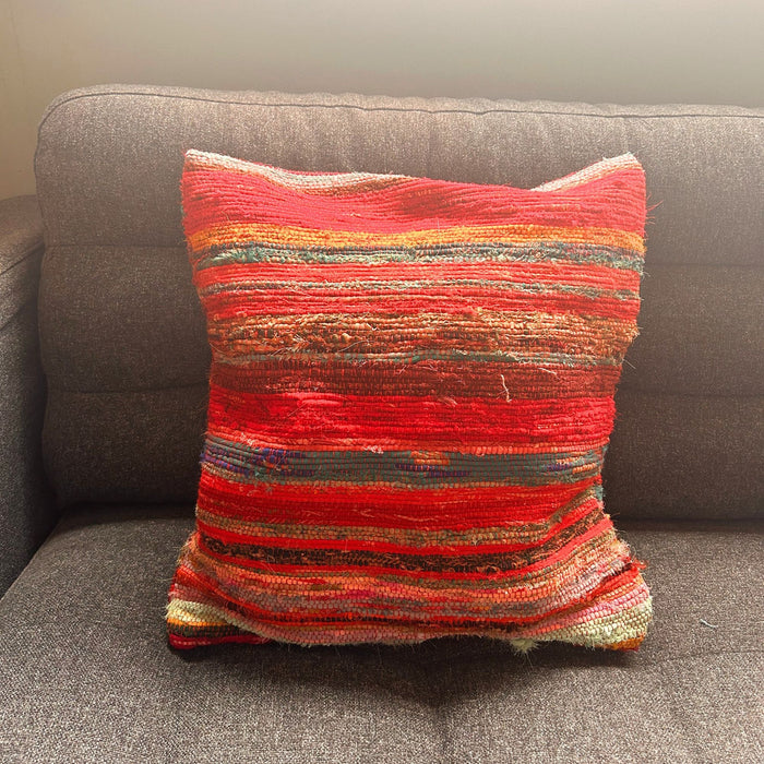 Rag Rug Cushion Cover - Rich Reds