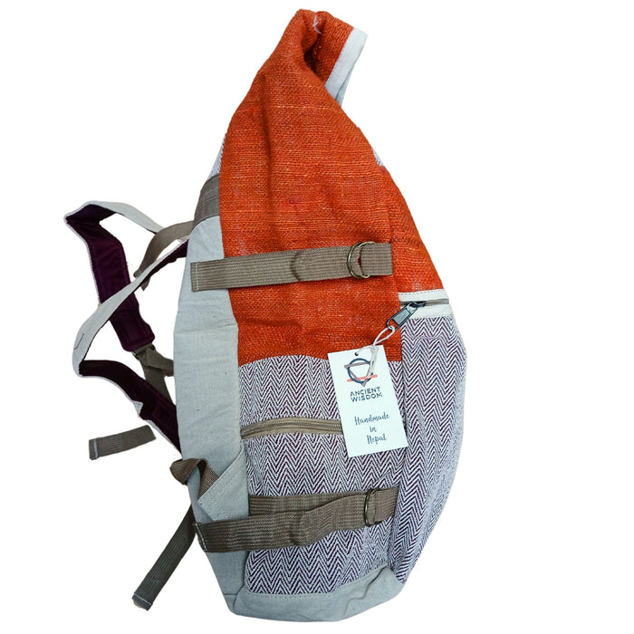 Hanf-Trekking-Rollrucksack – Sonnenuntergangsorange