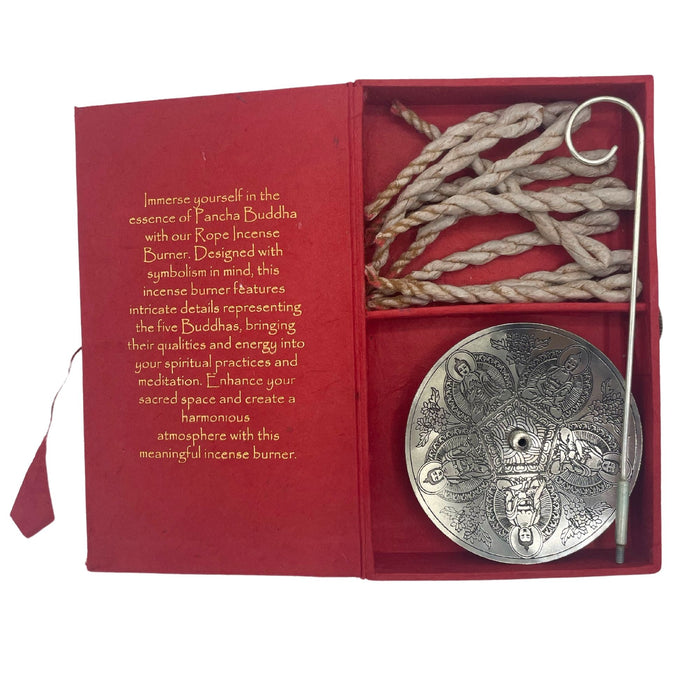 Räucherseil und versilberter Halter Set – Pancha Buddha