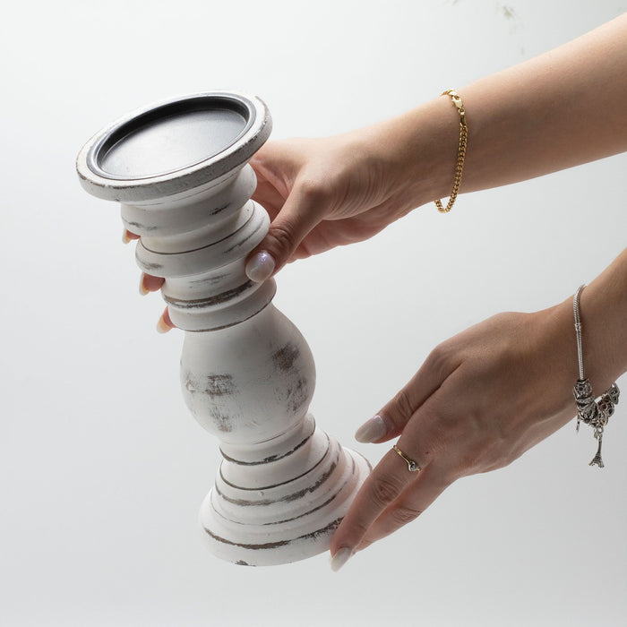 Small Candle Stand - Whitewash