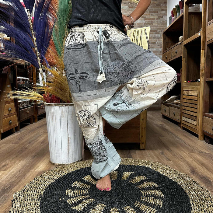 High Cross Yoga & Festival Pants - Himalayan Print, Grey