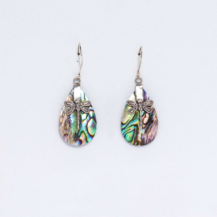 Boucles d'oreilles libellules en argent sterling et ormeau