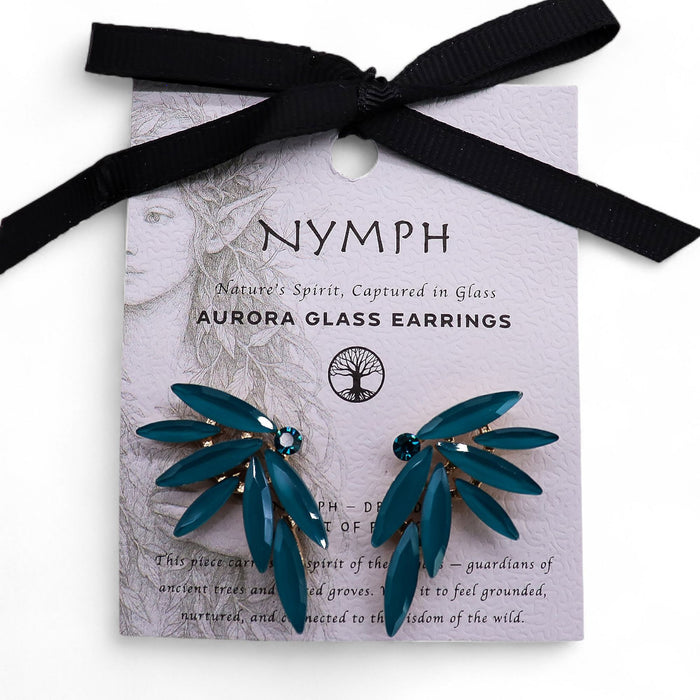 Nymph Aurora Glass Earrings - Fairies, Teal Green