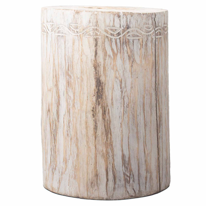 Albasia Wood Tribal Plant Stand - Whitewash