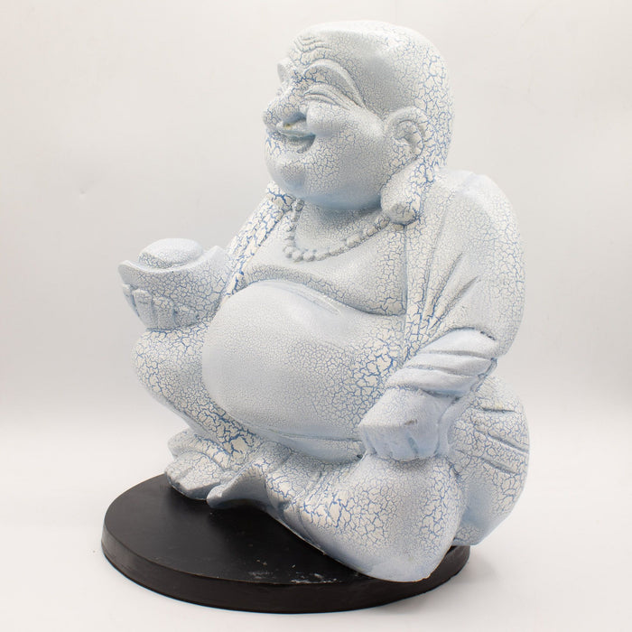 Buddha Glow Lamp - Laughing,  Sky Blue Crackle