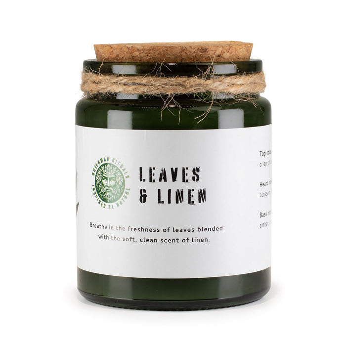 Greenman Woodwick Sojakerze – Leaves & Linen