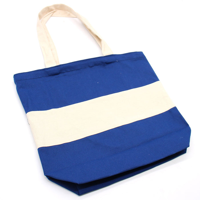 Two Tone Cotton Bag - Blue & Natural