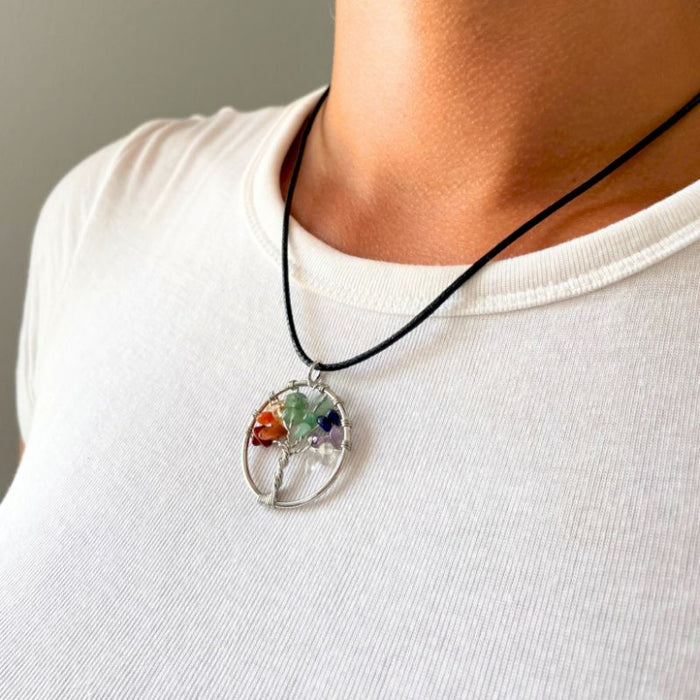 Gemstone Tree of Life Pendant - Chakra