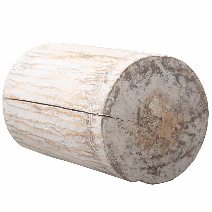 Albasia Wood Tribal Plant Stand - Whitewash