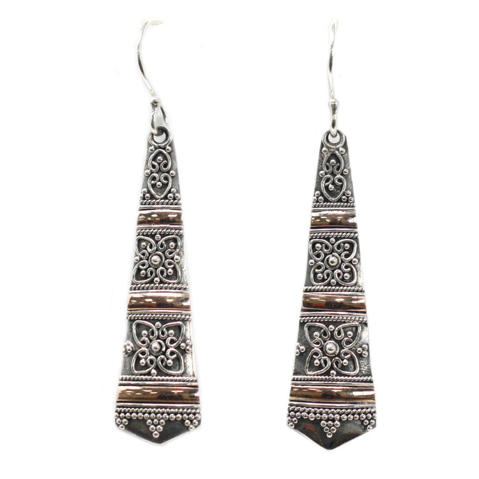 Sterling Silver & 18ct Gold Earrings - Tribal Drops