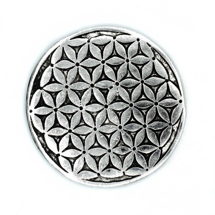 Polierter Aluminium Räucherstäbchenhalter - Blume des Lebens