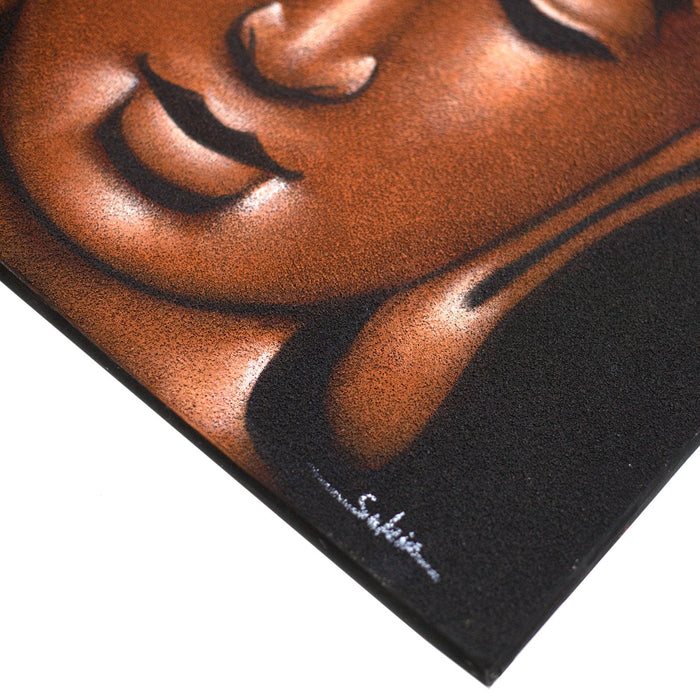 Leinwandgemälde – Buddha-Gesicht aus Kupfer, Sand-Finish