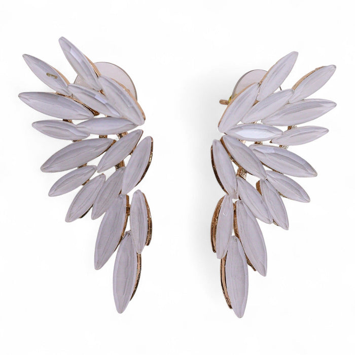 Nymph Aurora Glass Earrings - Angel Wings, Pearl