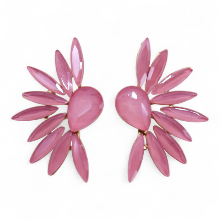 Nymph Aurora Glass Earrings - Angel Wings, Soft Pink
