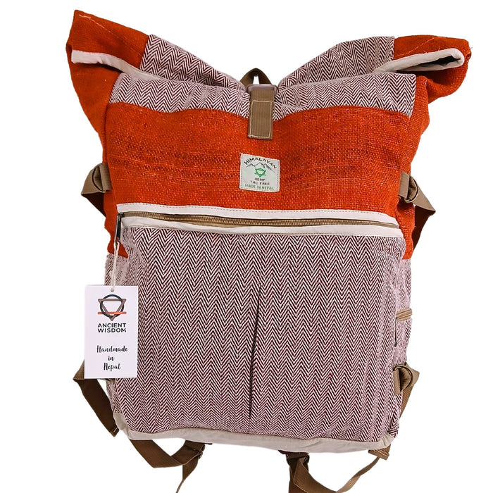 Hanf-Trekking-Rollrucksack – Sonnenuntergangsorange