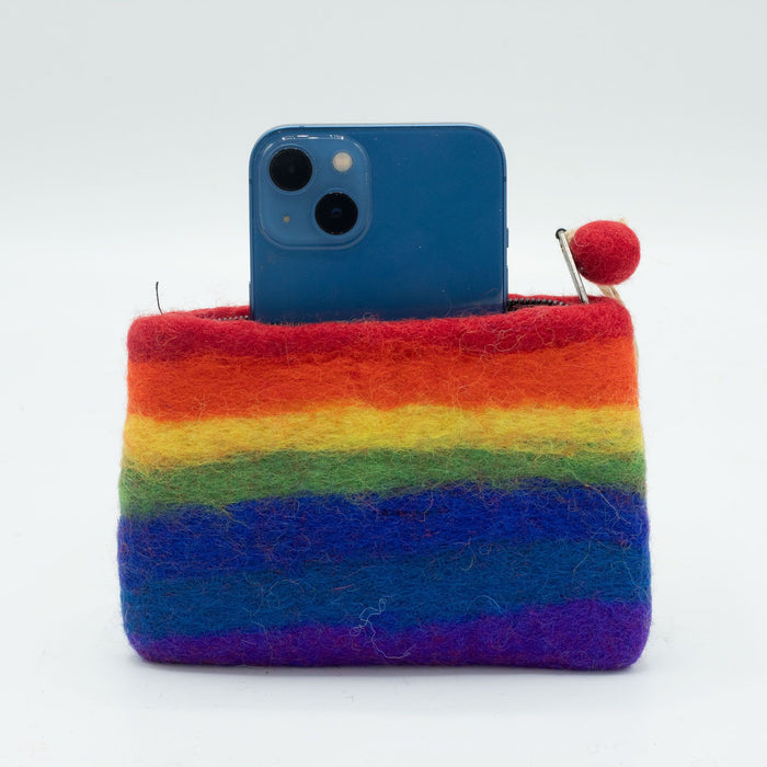 Felt Zipper Pouch - Rainbow