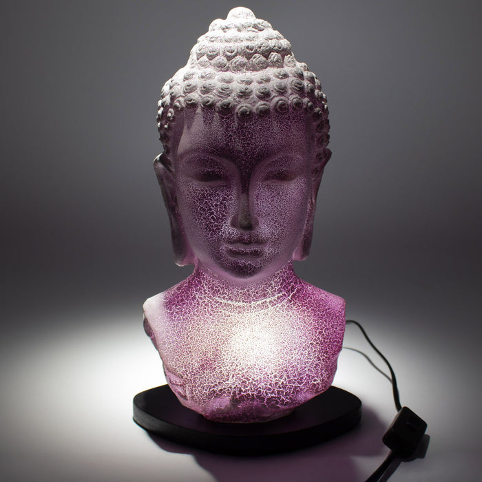 Buddha Glow Lamp - Bust, Lavender Crackle