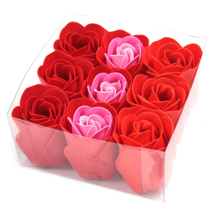 Seifenblumen - Rote Rosen (9er Set)