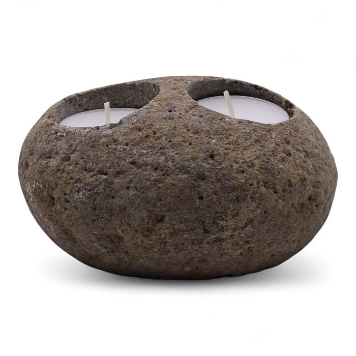 Natural Riverstone Tealight Holder - Double