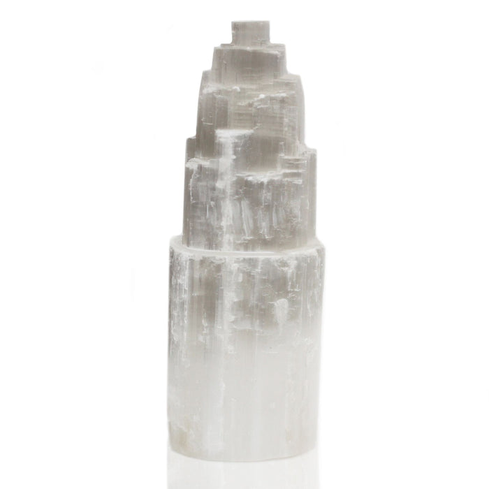 Natur Selenit Turmlampe (25 cm)