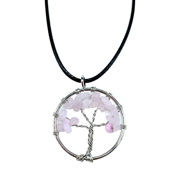 Gemstone Tree of Life Pendant - Rose Quartz