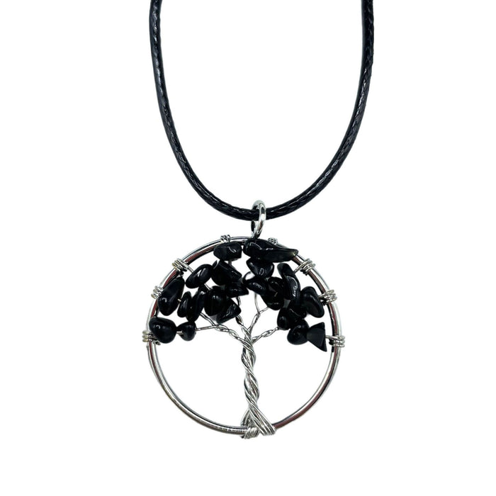 Gemstone Tree of Life Pendant - Black Agate