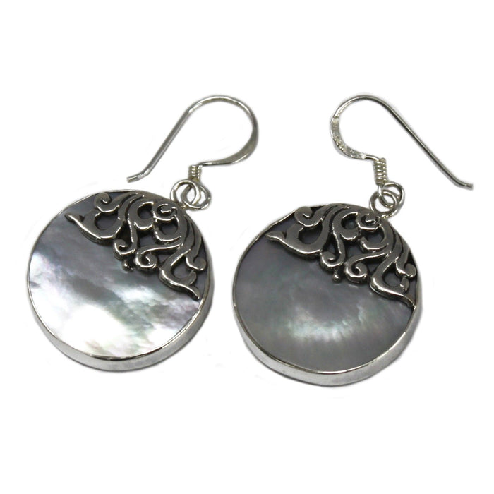 Ohrringe aus Sterlingsilber und Perlmutt – Klassische Scheibe