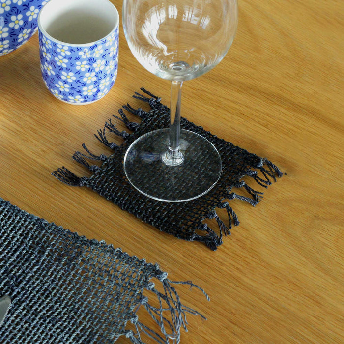 Seagrass Coasters - Black, Set of 4