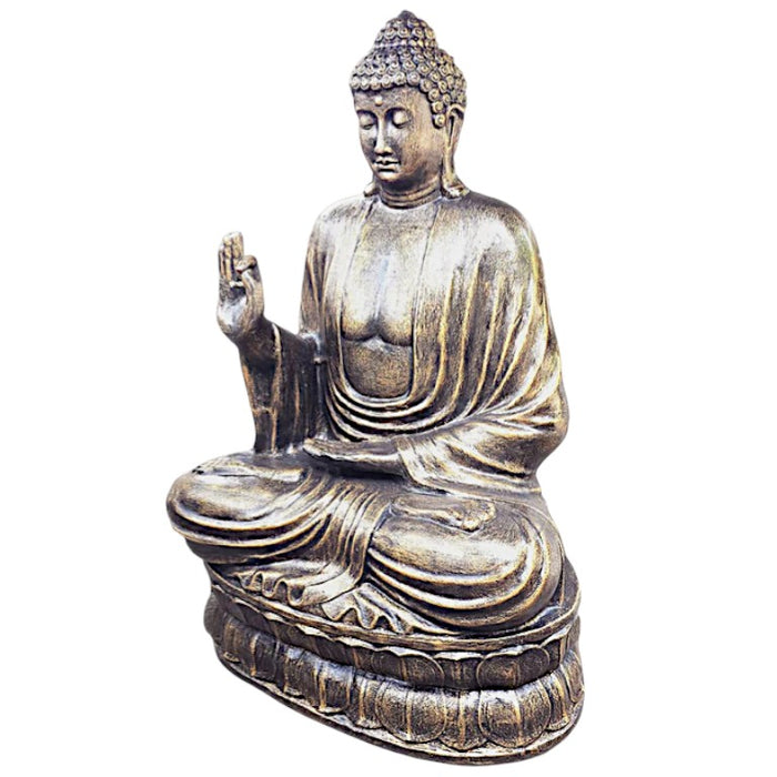 Großer antiker goldener Buddha, lehrend auf Lotus – 2 m