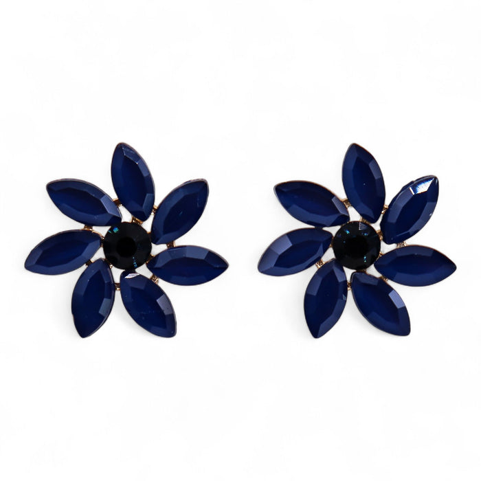 Nymph Aurora Glass Earrings - Flowers, Royal Blue