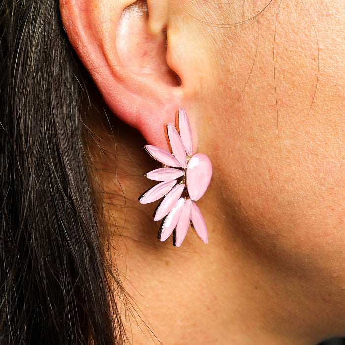 Nymph Aurora Glass Earrings - Angel Wings, Soft Pink