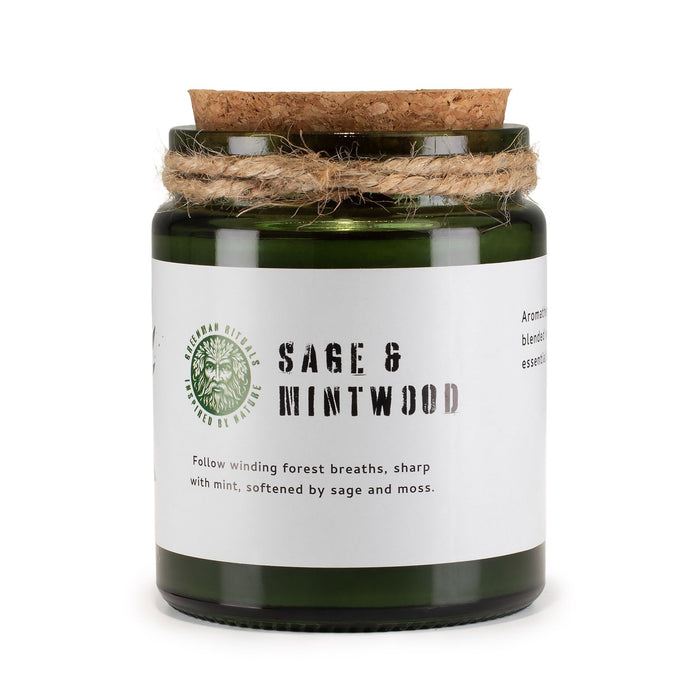 Greenman Woodwick Sojakerze - Salbei & Minzholz