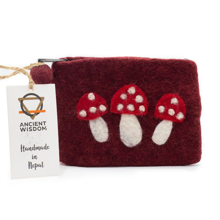 Felt Zipper Pouch - Wild Mushrooms