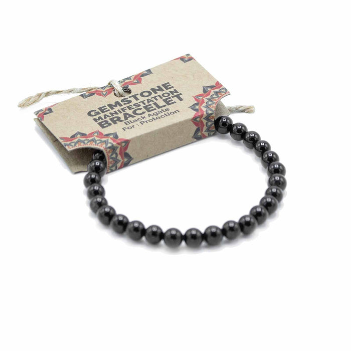 Gemstone 'Manifestation' Bracelet - Black Agate - Protection