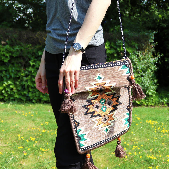 Kilim Sommer Umhängetasche - Beige