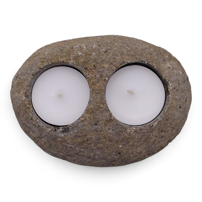 Natural Riverstone Tealight Holder - Double