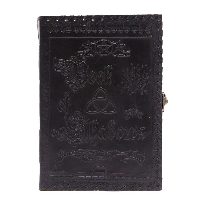 Großes Ledernotizbuch - Buch der Schatten, Schwarz (25x18 cm)