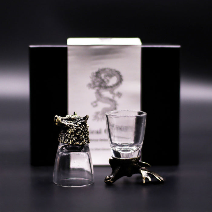 Coffret de 6 verres à shot "Bottoms Up" (50 ml) - Créatures de la forêt, bronze antique