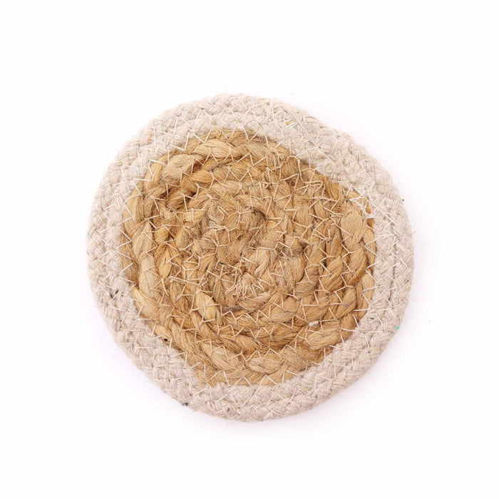 Jute Coasters - Mixed Colours in Basket, Set of 6