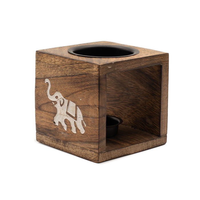 Brûleur à huile en bois de manguier - Éléphant