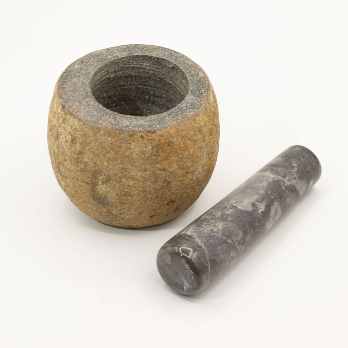Mörser-Set aus Natur-Flussstein, dekorativ – Klein