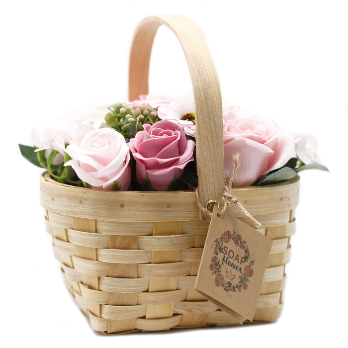Seifenblumen im Weidenkorb - Rosa - Groß