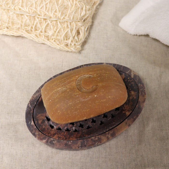 Seifenschale & -abtropfgestell aus Stein – Klassisches Oval, Speckstein