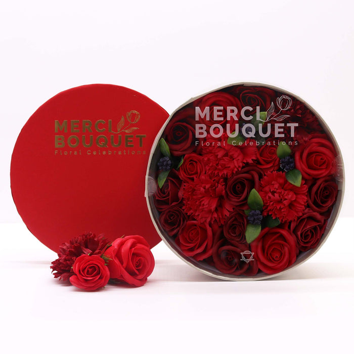 Seifenblumen Geschenkbox - Klassische rote Rosen