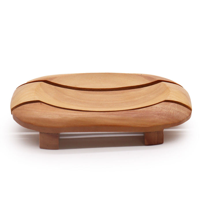 Klassische Seifenschale aus Naseberryholz – Oval in Rechteck