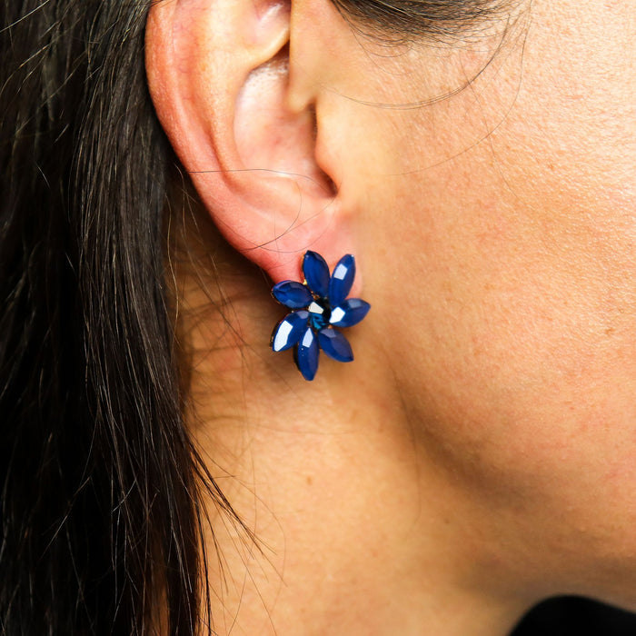Nymph Aurora Glass Earrings - Flowers, Royal Blue