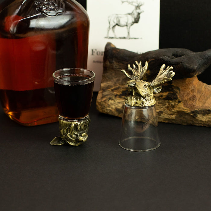 Coffret de 12 verres à shot (25ml) 'Bottoms Up' - Créatures de la Forêt & Mystiques, Bronze Antique