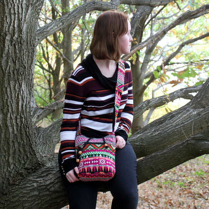 Jacquard-Sling-Bag – Pink